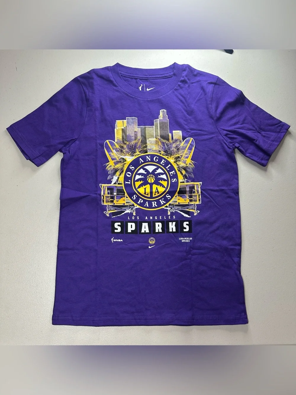 Nike Purple Los Angeles Sparks Graphic Tee with Yellow Accents